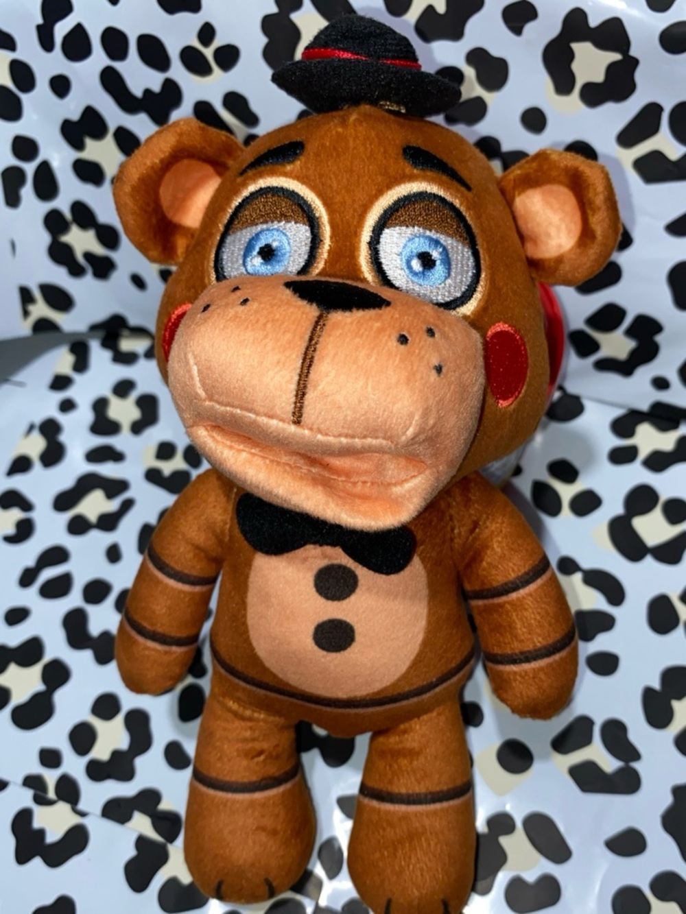 FNF Five Nights at Freddy’s Brown Plush Bear Toy with Blue Eyes and Red Cheeks